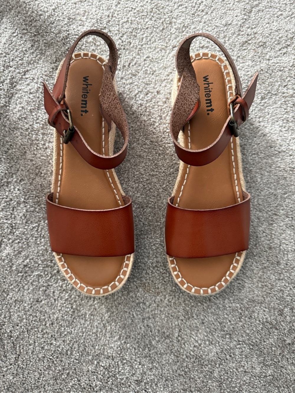 Whitemt. Tan Leather Strap Espadrille Slingback Sandals